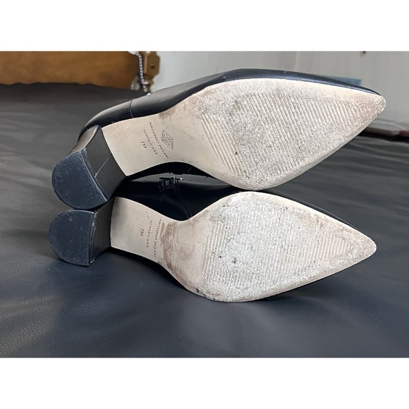 ANTONIO MELANI Shahn Black Leather Pointed Toe High Heel Ankle Boots Size 7M - Picture 5 of 15